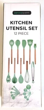 kitchen Utensil 12 pc Set Silicone and Wood handles  5 Measuring Cups 5 Spoons