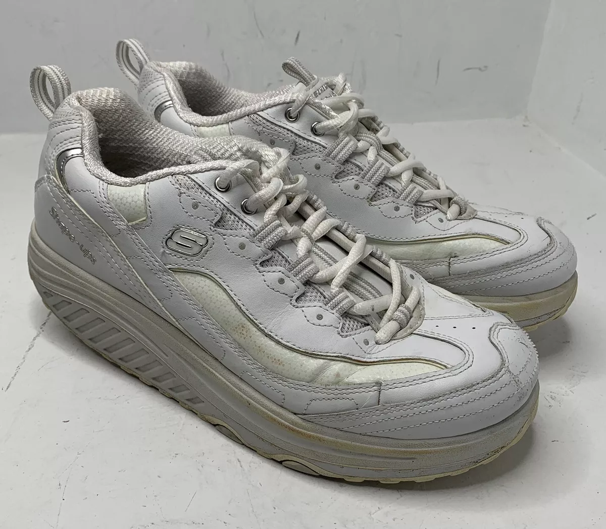 Skechers Shape Ups White Leather Fitness Walking Shoes 11800-Women's Size  9.5 N7