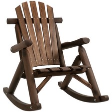 Wood Rocking Chair, Indoor / Outdoor Wooden Adirondack Rocker, Log, Carbonized