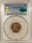 1957-D LINCOLN CENT - PCGS MS-65 BN, PRETTY GEM! CAC APPROVED!