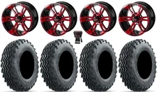 LSI Raptor 12" Wheels Black/Red 23" Rogue Tires E-Z-GO & Club Car