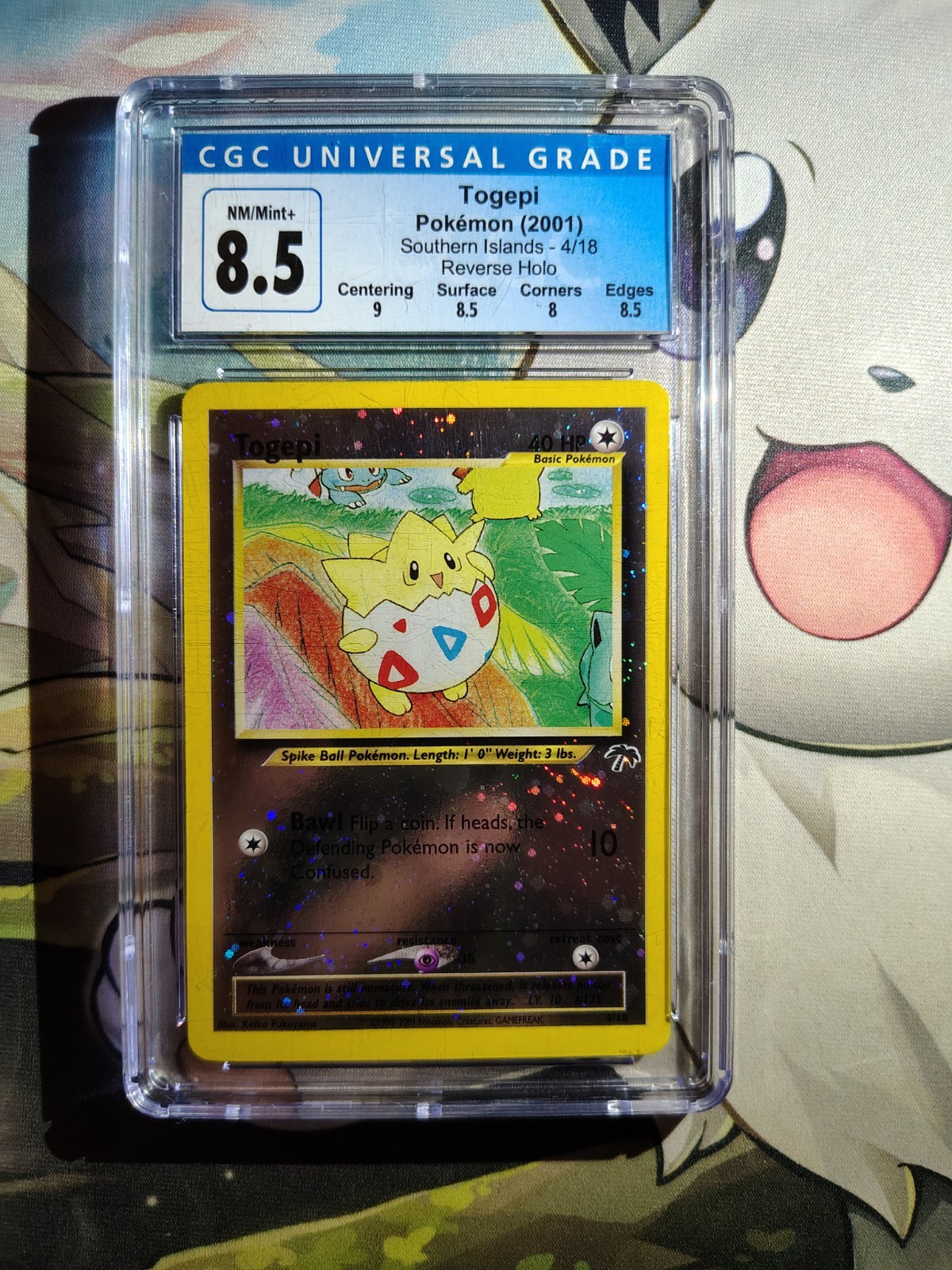 Togepi Southern Islands 4/18 Reverse Holo CGC 8.5 NM/Mint+ Pokemon 2001 Subgrade