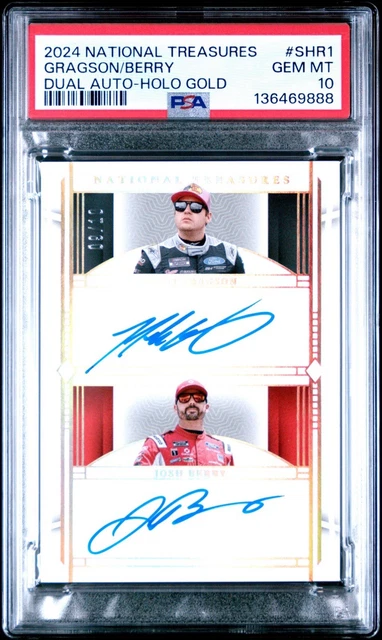 2024 National Treasures Josh Berry Noah Gragson Dual Auto Holo Gold 09/10 PSA 10
