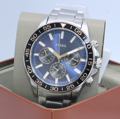 Fossil Bannon Multifunction Silver Gold Blue BQ7117 Men's Watch