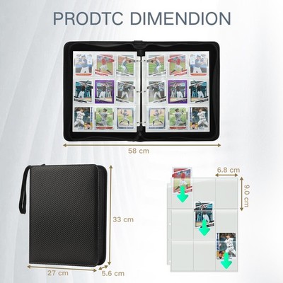 Trading Card Binder with Sleeves 9 Pocket Premium 720 Double Sided Pocket  PU ... | eBay
