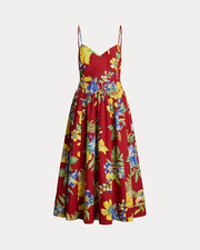 NWT Polo Ralph Lauren Tropical-Floral Paradise Petals Cotton Poplin Midi Dress 8