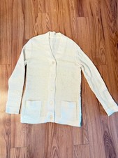Vintage Handmade Knit Acrylic V-Neck Button F...