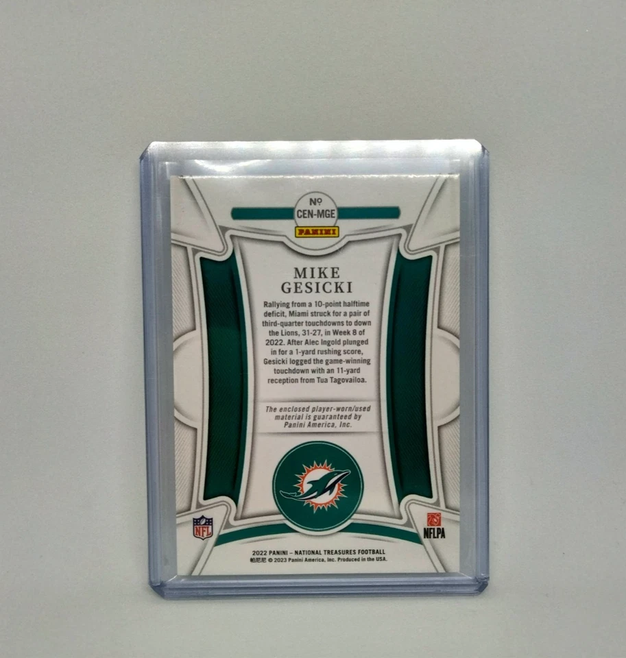 2022 Panini National Treasures Mike Gesicki  Century Materials Gold  Relic 9/49 - Image 2 of 2