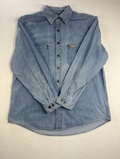 Vintage Carhartt Shirt Medium Denim Chambray Pockets Metal Button Workwear