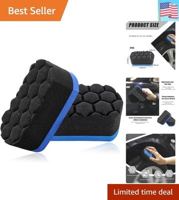 2 PCS Tire Waxing Applicator Pad, Easy Grip Hex Logic Tire Shine Dressing App...