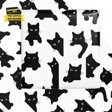 Cat Wrapping Paper Sheet - 6 Sheets Black Cat Design Folded Flat for Birthday, B