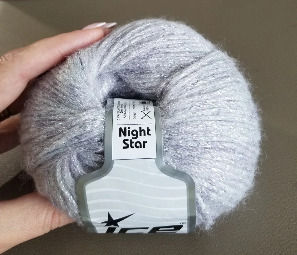 2 bolas de FIOS DE GELO Night Star cinza prata 67953 mistura metálica 50g/200m cada - Imagem 3 de 4