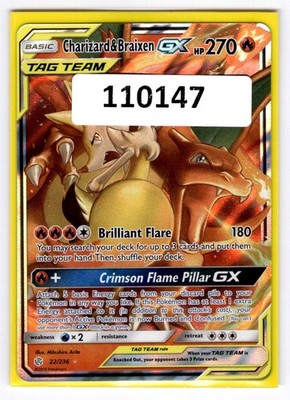 (110147) CHARIZARD & BRAIXEN GX 22/236 Sun Moon Cosmic Eclipse Pokemon Card