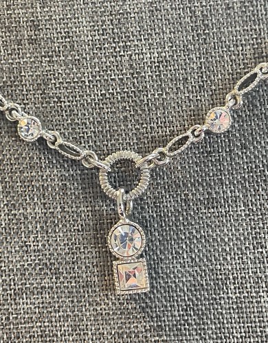 Napier Rhinestone Pendant Silver Tone Necklace - Picture 3 of 14