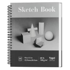 9x12 Spiral Bound Sketchbook - 100 Sheets 68lb for Artists & Students