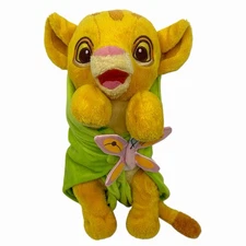Disney Babies Lion King Plush Baby Simba with Leaf Blanket Disney Parks 10" 