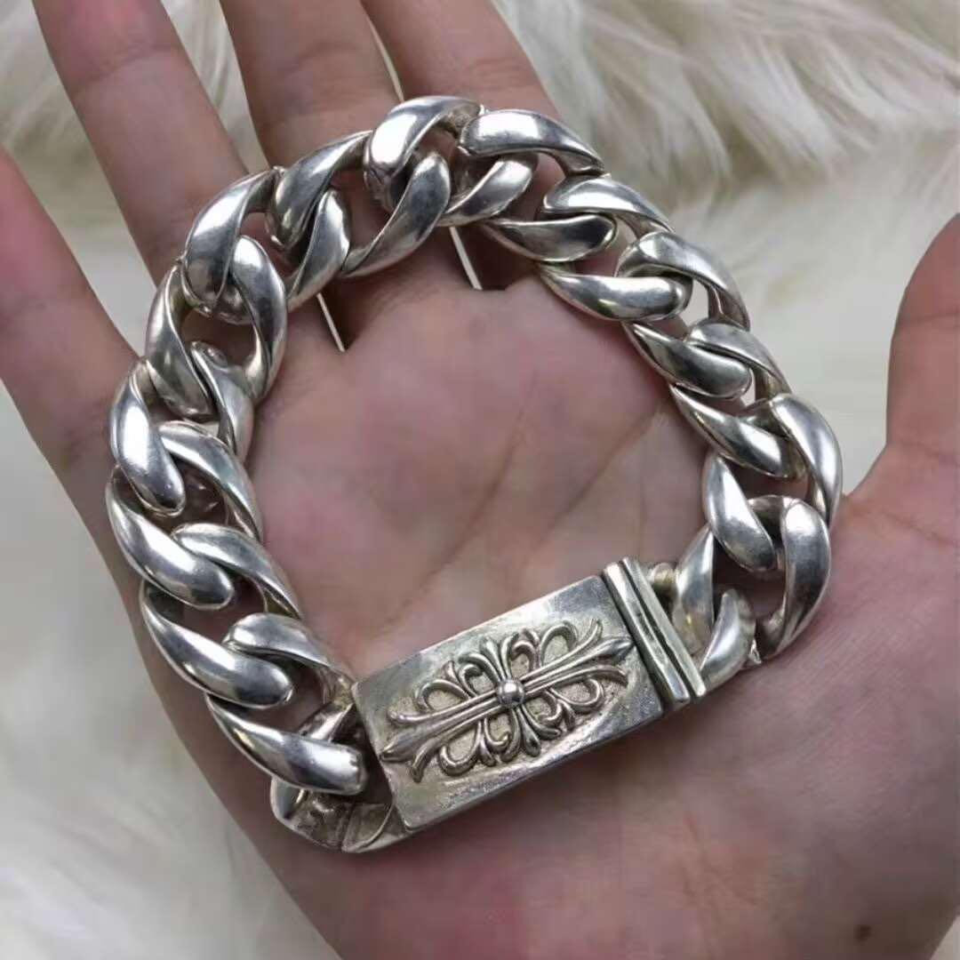 vintage silver bracelet デザイン ブレスレット 925 Vintage Silver Men's Bracelet Retro Design 21cm Length Used