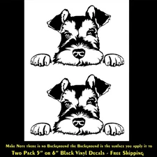 Schnauzer Two Pack 5" or 6" Black Vinyl Decals Window Car Laptop Door Bumper