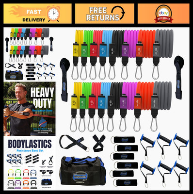 Bodylastics Resistance Band Set with Handles, Ankle Straps & Door Anchor