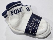 New Pack 3 Socks Boys Ralph Lauren POLO White Blue Ankle Socks 18-24 Months