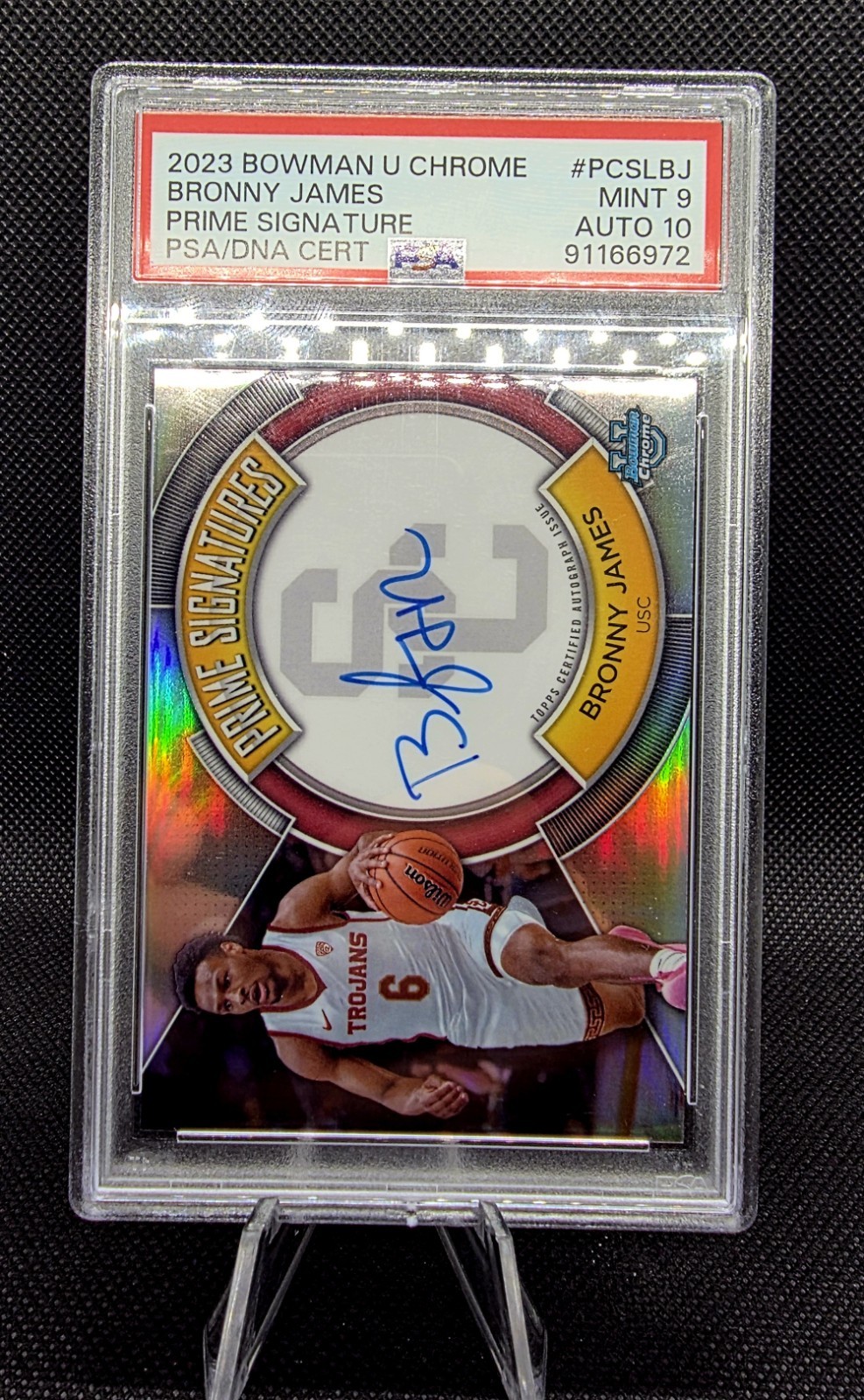 💥Topps 2023-24 Bowman U Chrome Bronny James PCS-LBJ Auto RC /50 PSA 9💥 view 2