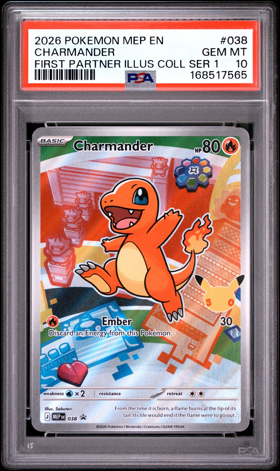 2026 POKEMON FIRST PARTNER ILLUSTRATION COLLECTION PROMO #038 CHARMANDER PSA 10
