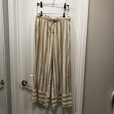 LC Lauren Conrad Stripped Linen Blen Wide Leg Pants Size L