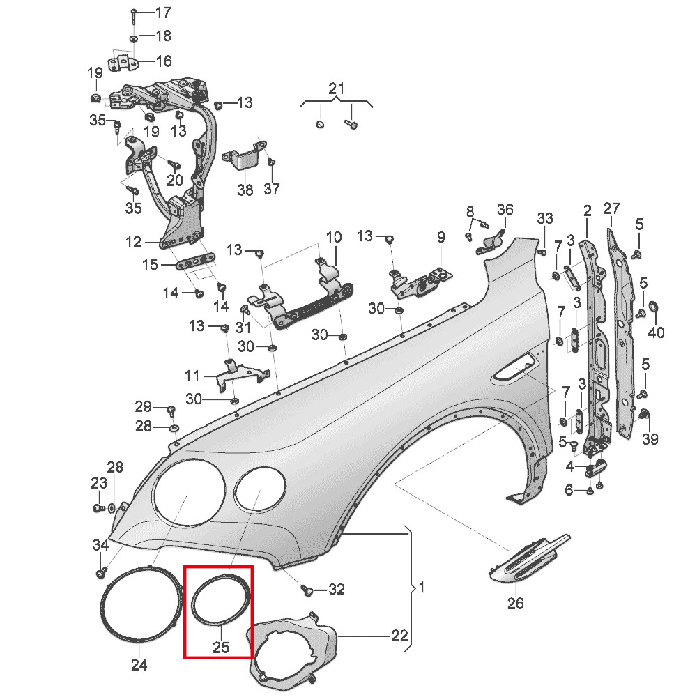 Bentley Bentayga Left Outer Headlight frame Black P/N 36A807823C