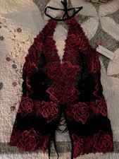 Red And Black Lace Nightie NWT OS Coquette