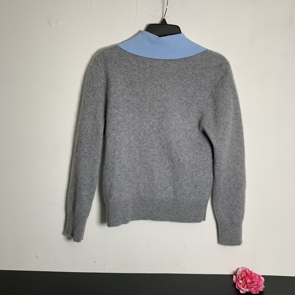 Sandro - Collared Wool Blend Sweater - Gray Blue - Size: 3 View 2
