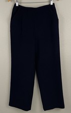 Lauren Ralph Lauren Vtg 8P Navy Worsted Wool Wide Leg Adjustable Tie Back Pant