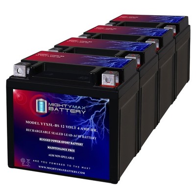 Mighty Max YTX5L-BS Battery Replacement for Dirt Bike ATV Quad Buggy - 4 Pack