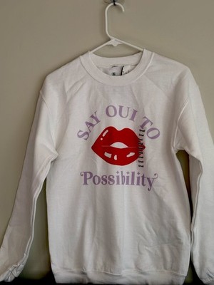 Emily in Paris Sweatshirt Small Say Oui to Possibility White NWT Ripple Junction