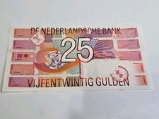 1989 Netherlands De Nederlandsche Bank 25 Gulden Banknote Single Bill Currency