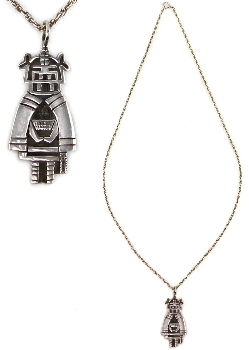 Marcus Lomayestewa Hopi Sterling Silver Overlay Corn Maiden Necklace