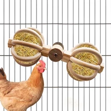 Chicken Coop Accessories, Wooden Chicken Feeding Rotating Toys, Chicken Feede...