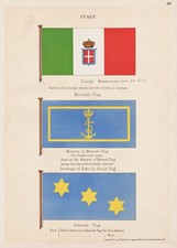 Italien Italy Italia Fahne Flagge Marine naval flag maritime Lithographie Litho