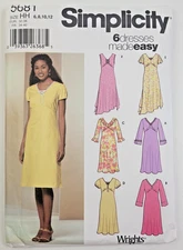 Simplicity Sew Pattern 5681 Misses/Petite Pullover Bias Dress Variations 6-12 UC