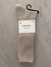 Nordstrom Unisex Cotton Blend Ribbed Crew Socks - Grey Moonbeam