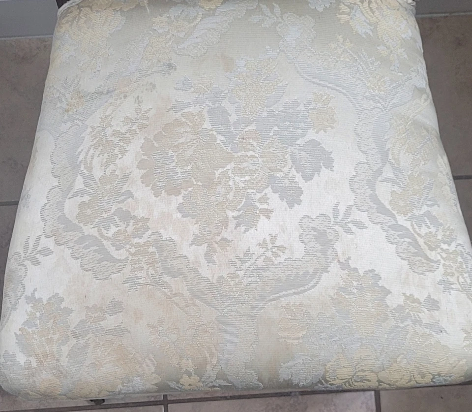 古董维多利亚胡桃木客厅椅 c19 世纪锦缎图案花卉图案  — 第 3/4 张图片