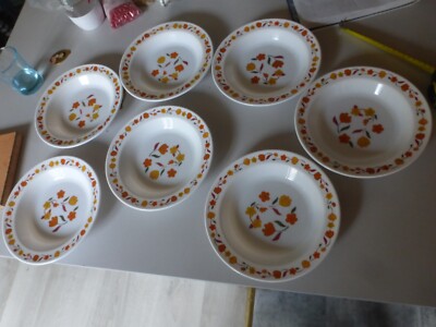 4 Assiettes à Dessert Arcopal Vintage Années 70 - Motif Fleurs Oranges, France