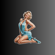 Pinup Girl Sticker Vinyl Decal Woman Blonde Bombshell Cleavage Seductive Sexy