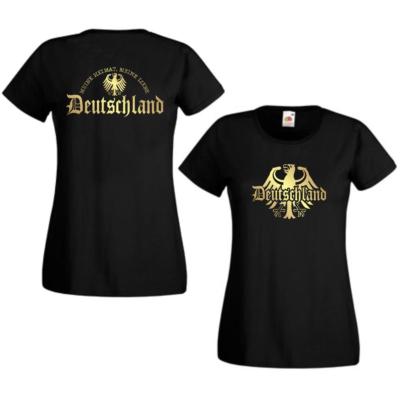 Damen T-Shirt Deutschland meine Heimat meine Liebe Fanshirt Bedruckt (WMS10-29)