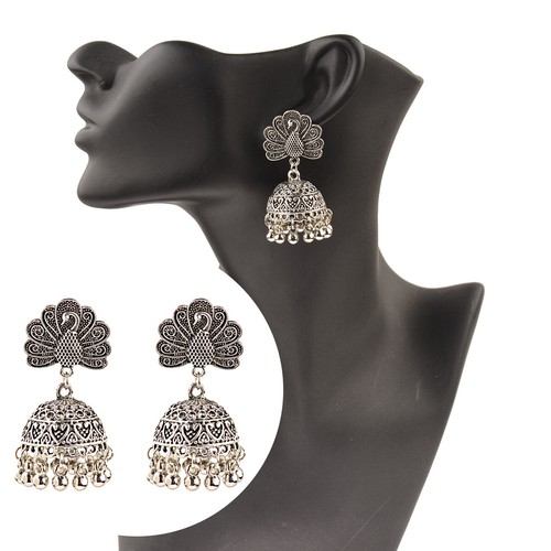 Orecchini a perno goccia zingara etnica nappa vintage Jhumka matrimonio gioielli indiani - Foto 52 di 82