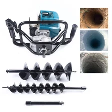 52cc 2 Stroke Post Hole Digger with 2 Bits Gas Powered Earth Auger Drill Machine