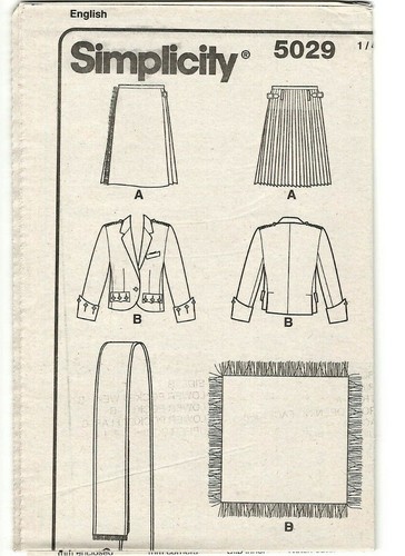 Simplicity Men's Sewing Costume Pattern Scottish JACKET & KILT 5029 XS-S-M UNCUT - Picture 3 of 5