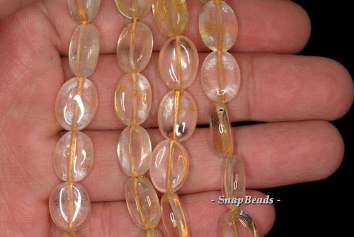 CUENTAS SUELTAS OVALADAS DE PIEDRAS PRECIOSAS DE CUARZO CITRINO 14X10 MM 7,5 pulgadas - Imagen 3 de 3