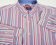 Chaps Men's Easy Care Mult Color Stripes Cotton Blend Button Down Shirt Size XL