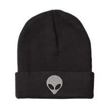 Beanies for Men Silver Alien Face Embroidery Winter Hats Women Acrylic Skull Cap