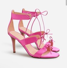 J. Crew NIB Collection Rylie Lace-Up Heels in Italian Satin - Pink - Size 9